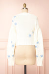 Yoora White Floral Embroidered Cropped Cardigan | Boutique 1861 back view