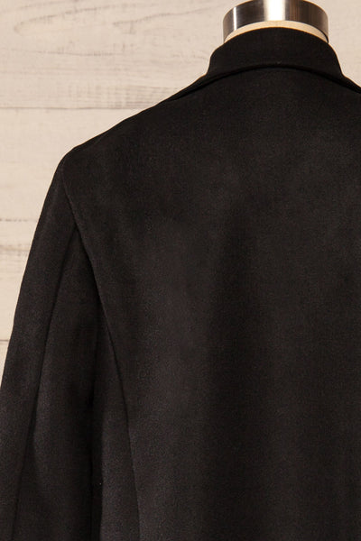 Youri Black Buttoned Trench Coat | La petite garçonne back close up