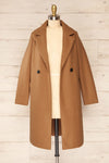 Youri Brown Buttoned Trench Coat with Pockets | La petite garçonne open view