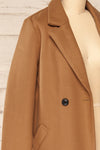 Youri Brown Buttoned Trench Coat with Pockets | La petite garçonne side close-up