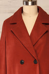Youri Rust Buttoned Trench Coat with Pockets | La petite garçonne front close up
