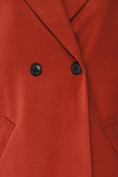 Youri Rust Buttoned Trench Coat with Pockets | La petite garçonne details