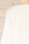 Yullo White Buttonned V-Neck Top | La petite garçonne  back close-up