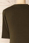 Yuna Forest Green Fitted T-Shirt | La petite garçonne back close-up