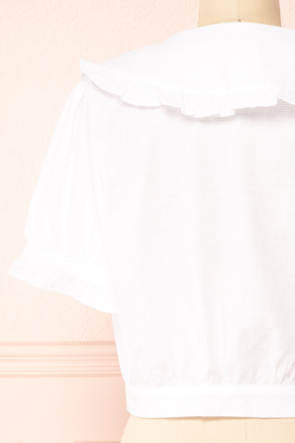 Yunhee White Blouse With Ruffled Collar | Boutique 1861 back close-up