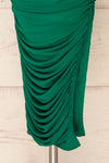 Yurtof Green Fitted Ruched Midi Dress | La petite garçonne bottom