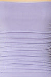 Yurtof Lavender Fitted Ruched Midi Dress | La petite garçonne fabric