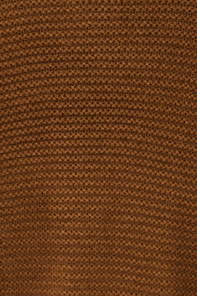 Yvelain Brown Long Knit Cardigan w/ Belt | La petite garçonne fabric