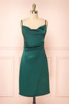 Zaina Green Cowl Neck Satin Slip Dress | Boutique 1861 front view