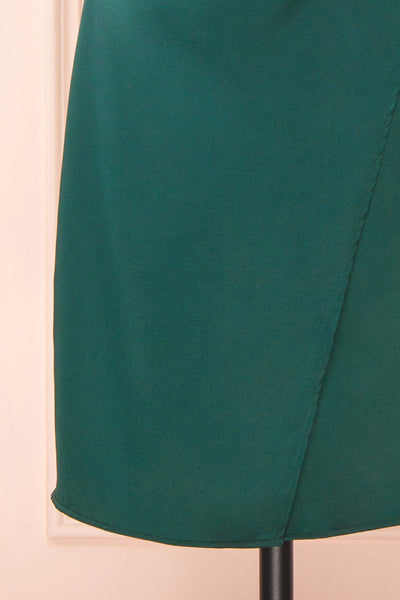 Zaina Green Cowl Neck Satin Slip Dress | Boutique 1861  bottom
