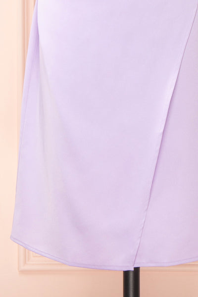Zaina Lilac Cowl Neck Satin Slip Dress | Boutique 1861  bottom