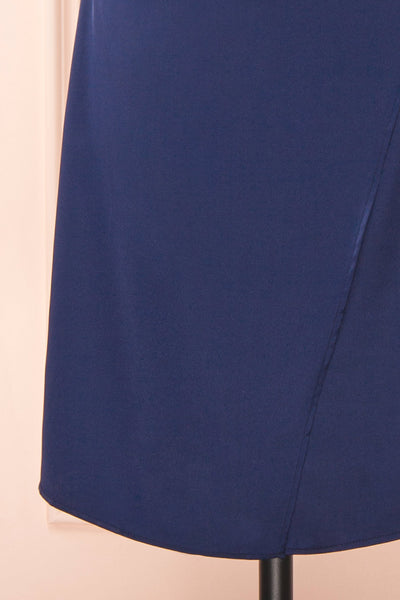 Zaina Navy Cowl Neck Satin Slip Dress | Boutique 1861 bottom