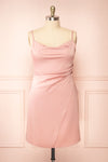 Zaina Pink Cowl Neck Satin Slip Dress | Boutique 1861 front plus size