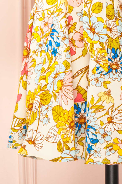 Zaira Short Floral Dress w/ 3/4 Sleeves | Boutique 1861 bottom