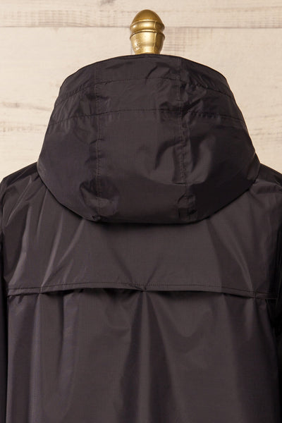 Zamora Black Packable Rain Jacket | La petite garçonne back close-up