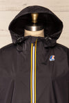 Zamora Black Packable Rain Jacket | La petite garçonne hood close-up