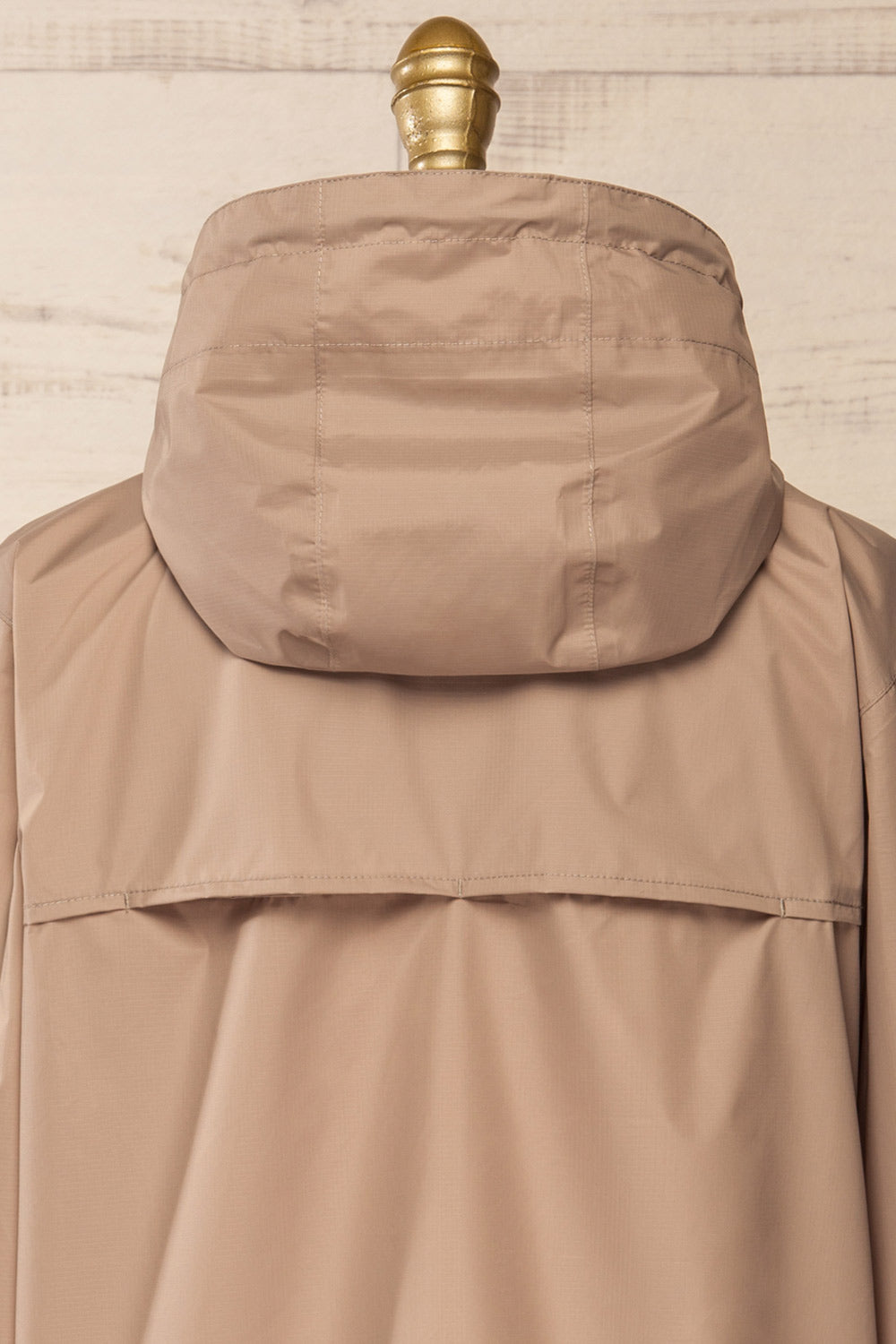Zamora Taupe Packable Rain Jacket | La petite garçonne back close-up
