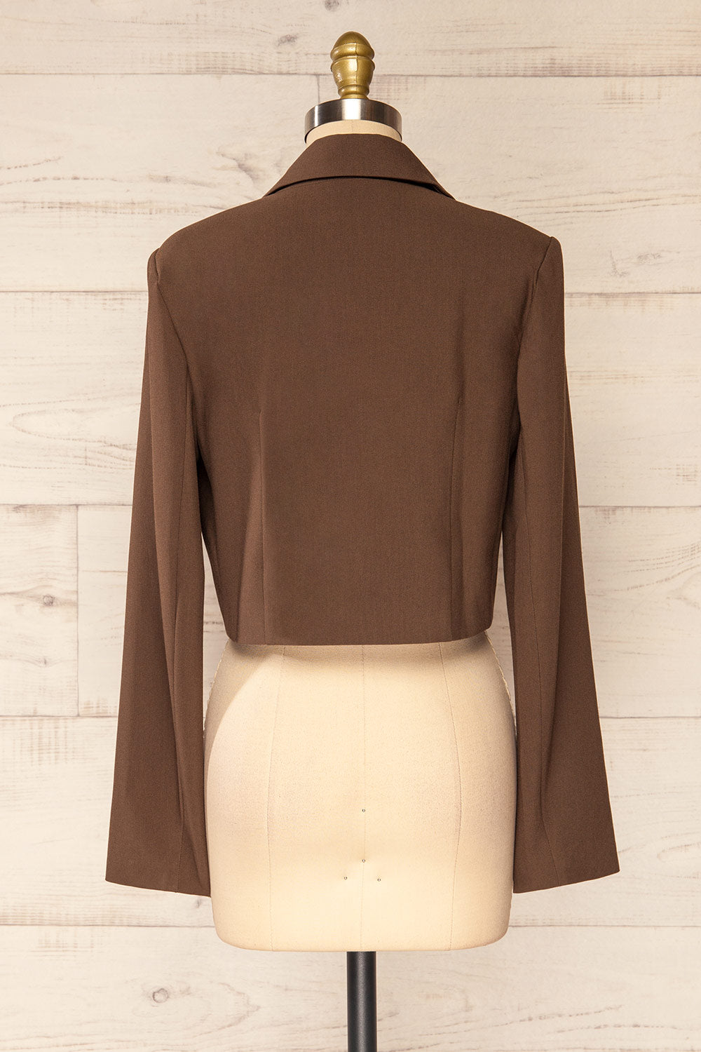 Zarha Brown Cropped Collared Blazer | La petite garçonne back view