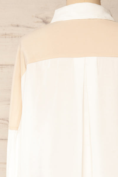 Zarho Beige Two-tone Button-up Shirt | La petite garçonne back close-up