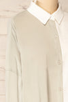 Zarho Sage Two-tone Button-up Shirt | La petite garçonne side close-up