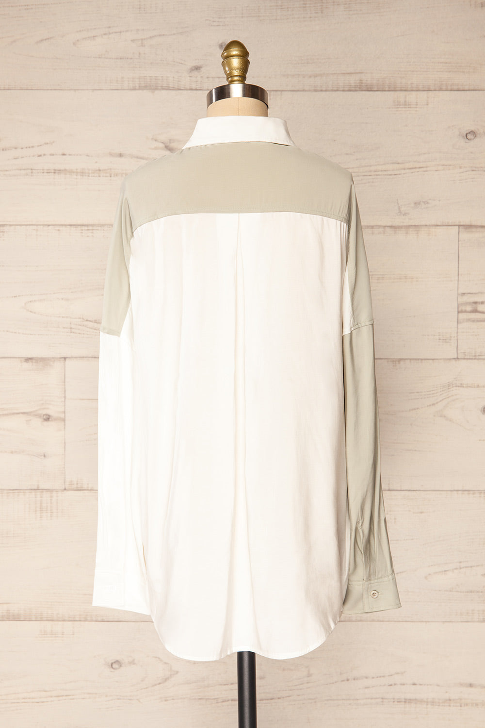 Zarho Sage Two-tone Button-up Shirt | La petite garçonne back view