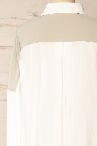 Zarho Sage Two-tone Button-up Shirt | La petite garçonne back close-up
