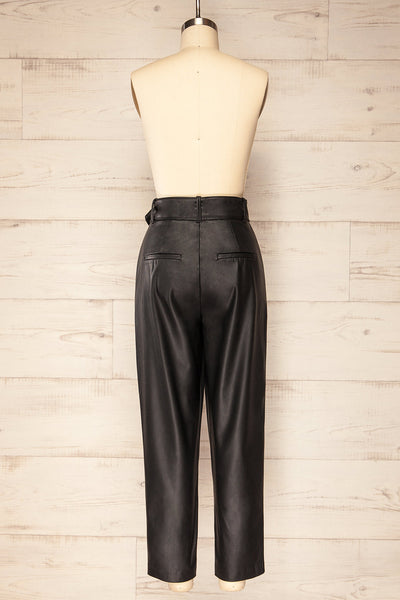 Zarylun High-waisted Faux Leather Pants w/ Belt | La petite garçonne back view