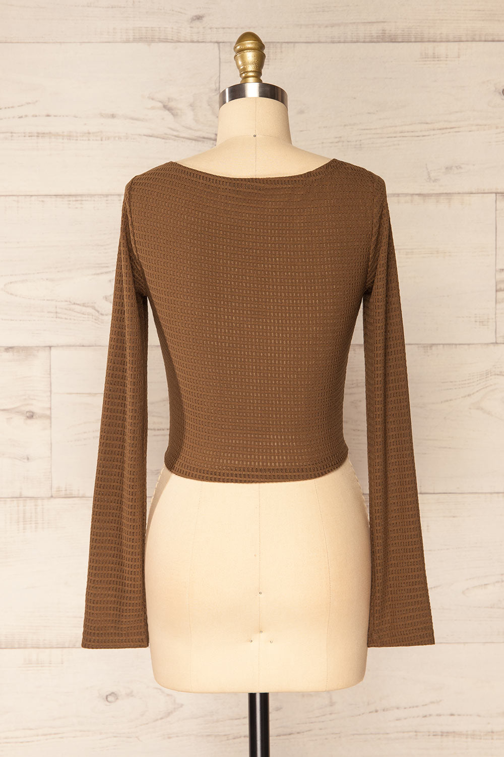 Zayna Brown Twist Front Long Sleeve Top | La petite garçonne back view