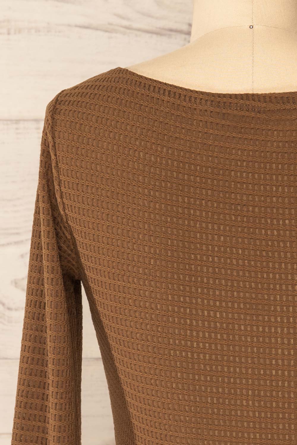 Zayna Brown Twist Front Long Sleeve Top | La petite garçonne back close-up