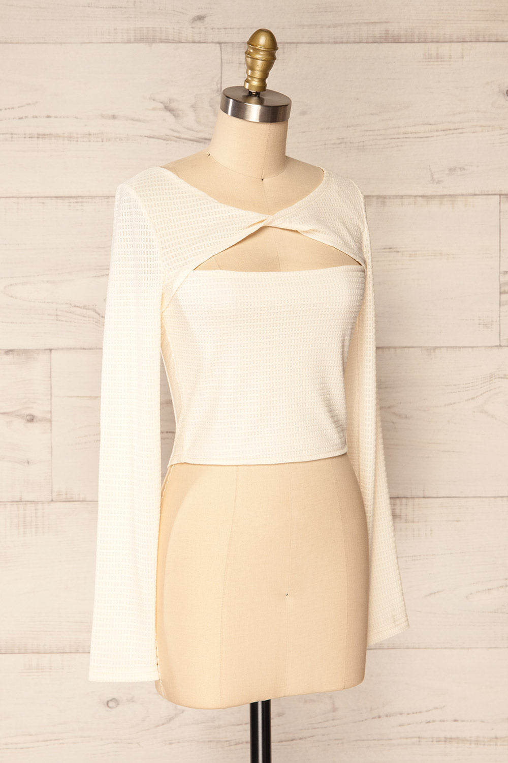 Zayna Ivory Twist Front Long Sleeve Top | La petite garçonne side view