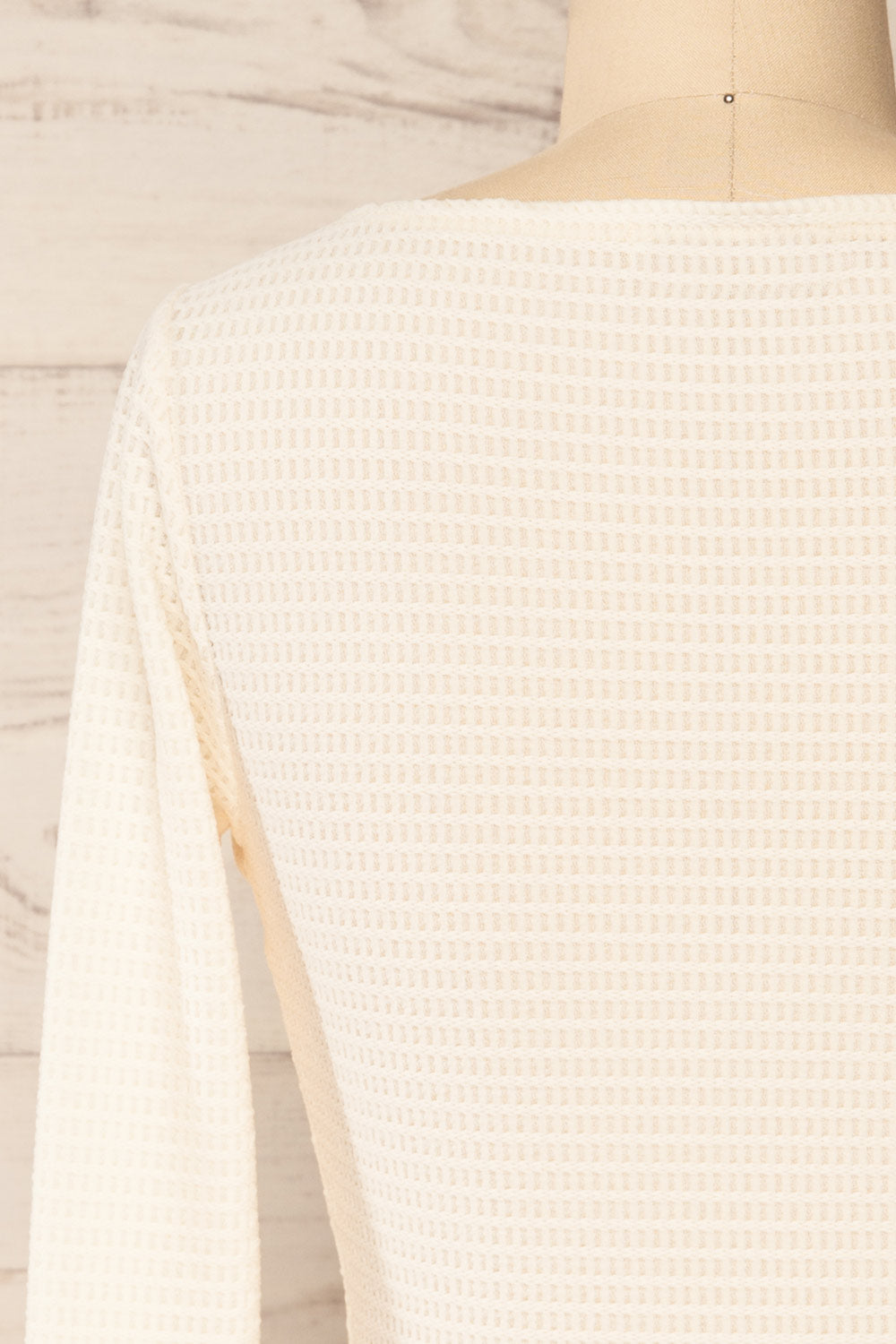 Zayna Ivory Twist Front Long Sleeve Top | La petite garçonne back close-up