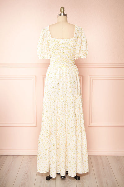 Zeinab Yellow Floral Midi Dress | Boutique 1861 back view
