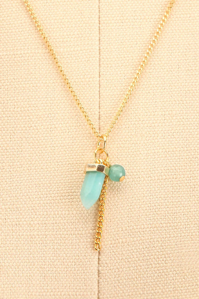 Zelia Nuttall Amazonite Pendant Gold Necklace | Boutique 1861 close-up