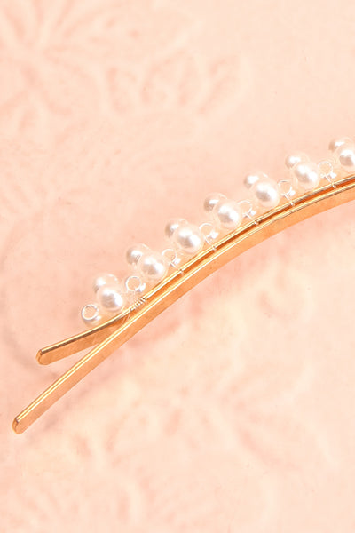 Zephyrine Set of Silver Pearl Studded Barrettes bobby pin close-up | Boudoir 1861