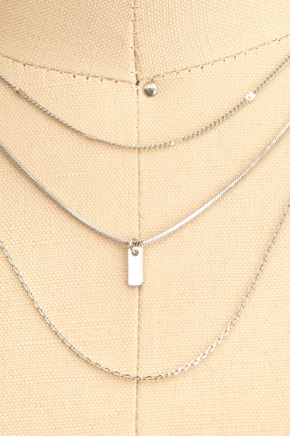 Zidia Silver Minimalist Multi Row Necklace | La petite garçonne close-up