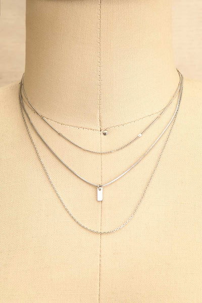 Zidia Silver Minimalist Multi Row Necklace | La petite garçonne