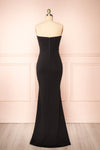 Zinnia Black Bustier Maxi Dress w/ Sparkling Slit | Boutique 1861 back view