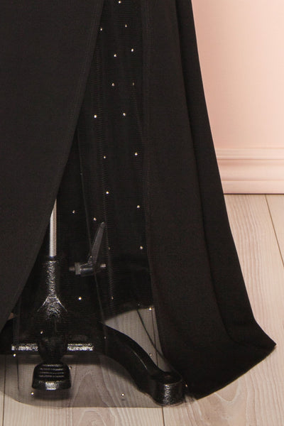 Zinnia Black Bustier Maxi Dress w/ Sparkling Slit | Boutique 1861 bottom