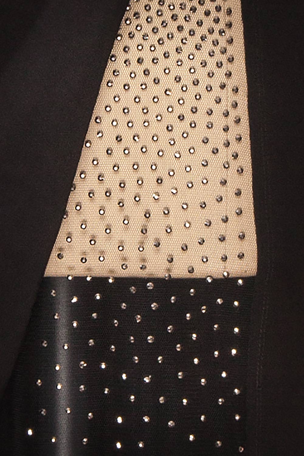 Zinnia Black Bustier Maxi Dress w/ Sparkling Slit | Boutique 1861 fabric 
