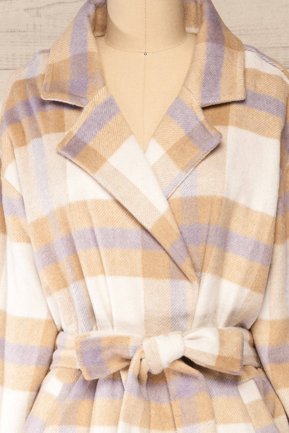 Zizukyn Plaid Trench Coat | La petite garçonne front close-up