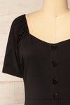 Zoelisoa Black Buttoned Midi Dress | La petite garçonne front close-up