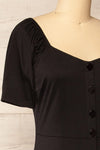 Zoelisoa Black Buttoned Midi Dress | La petite garçonne side close-up