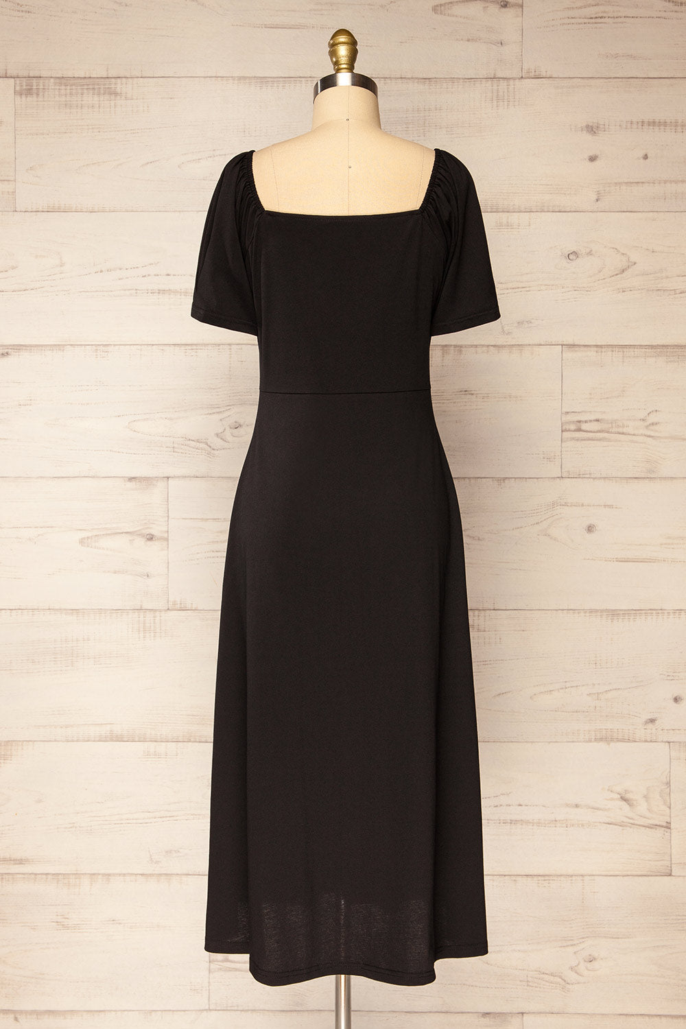 Zoelisoa Black Buttoned Midi Dress | La petite garçonne back view 