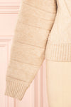 Zora Beige Long Sleeve Faux Wrap Crop Top | Boutique 1861 bottom