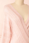 Zora Pink Long Sleeve Faux Wrap Crop Top | Boutique 1861 side close-up
